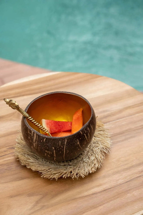 Posavasos de rafia con flecos - Natural