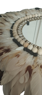 ESPEJO DE PLUMAS color tierra y negro