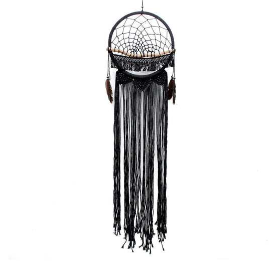 El soñador de madera con macramé - negro