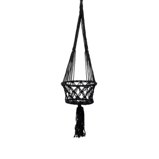 El soporte para plantas de macramé - negro - L