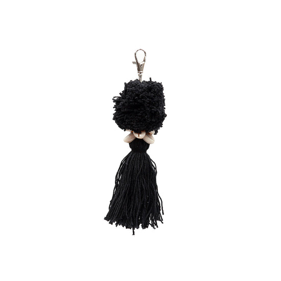 Llavero con pompón - negro