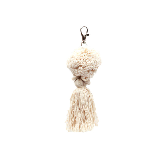 Llavero con pompón - Blanco