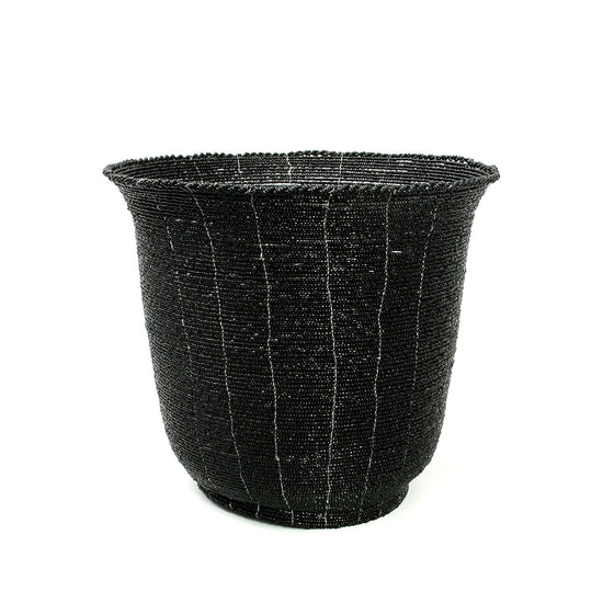 Cuenco alto con abalorios - Negro - L