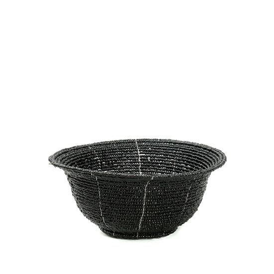 Cuenco bajo con cuentas - Negro - S