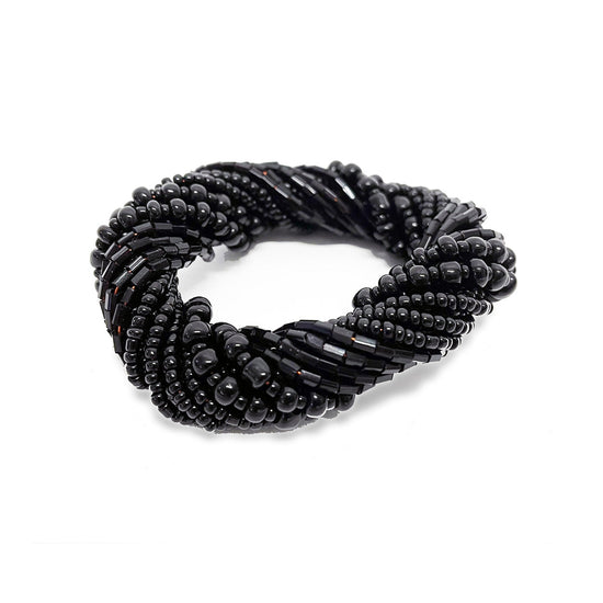 Anillo para servilleta con cuentas - Negro
