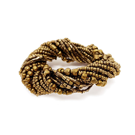 Anillo de servilleta con cuentas - dorado