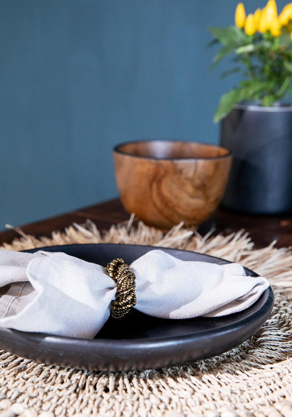 Anillo para servilletas con cuentas - Dorado - Juego de 4