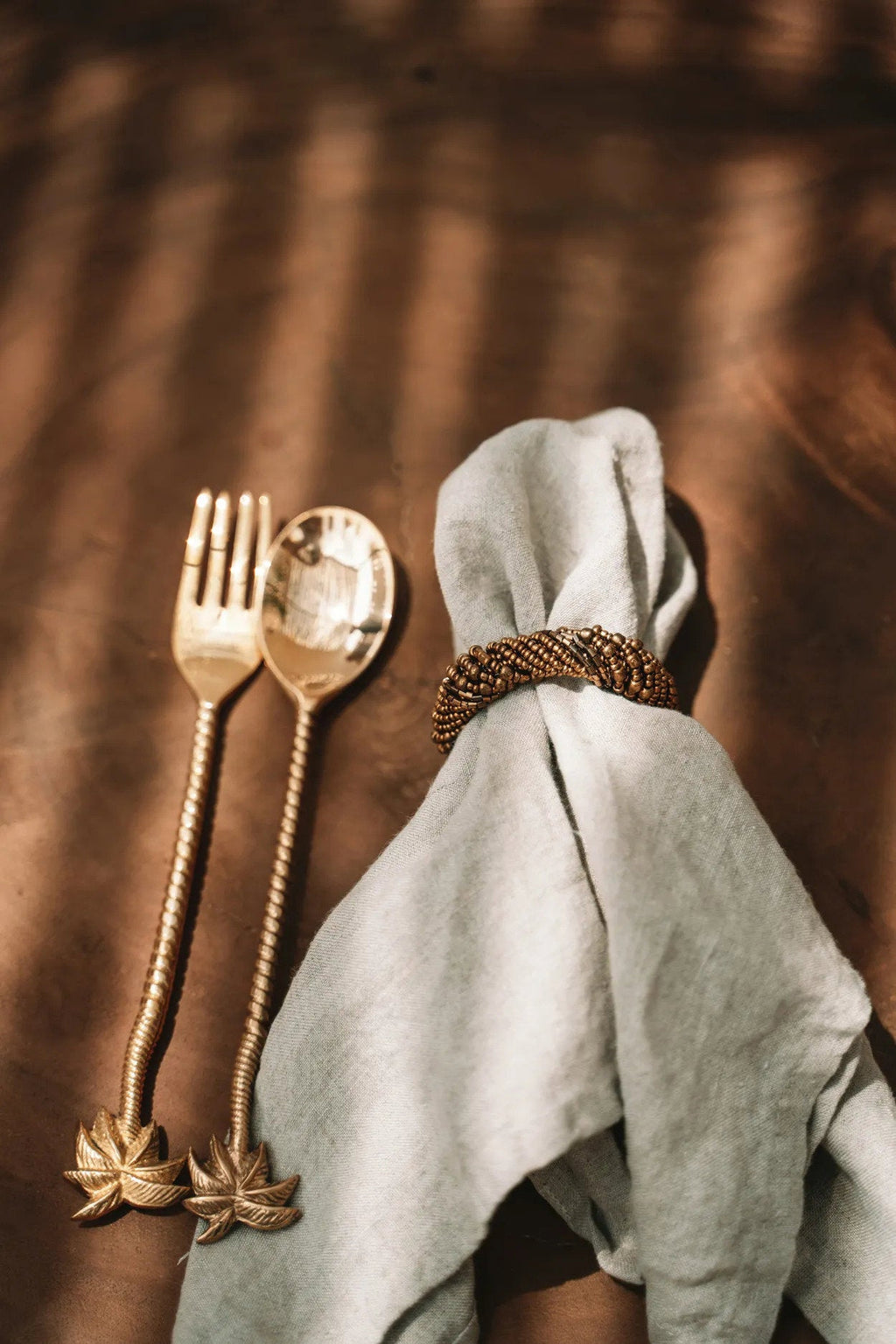 Anillo para servilletas con cuentas - Dorado - Juego de 4