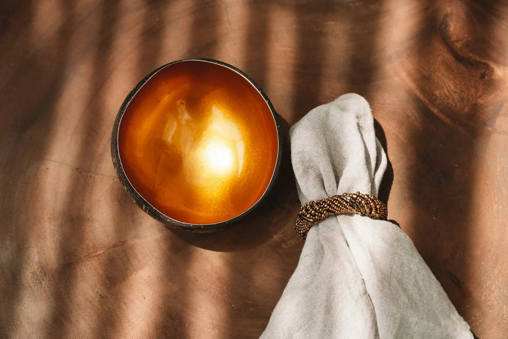 Anillo para servilletas con cuentas - Dorado - Juego de 4