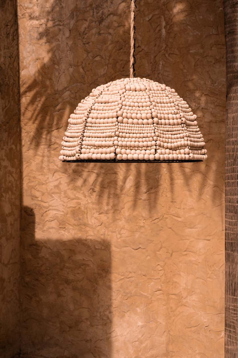 Colgante cúpula de cuentas de madera - Natural