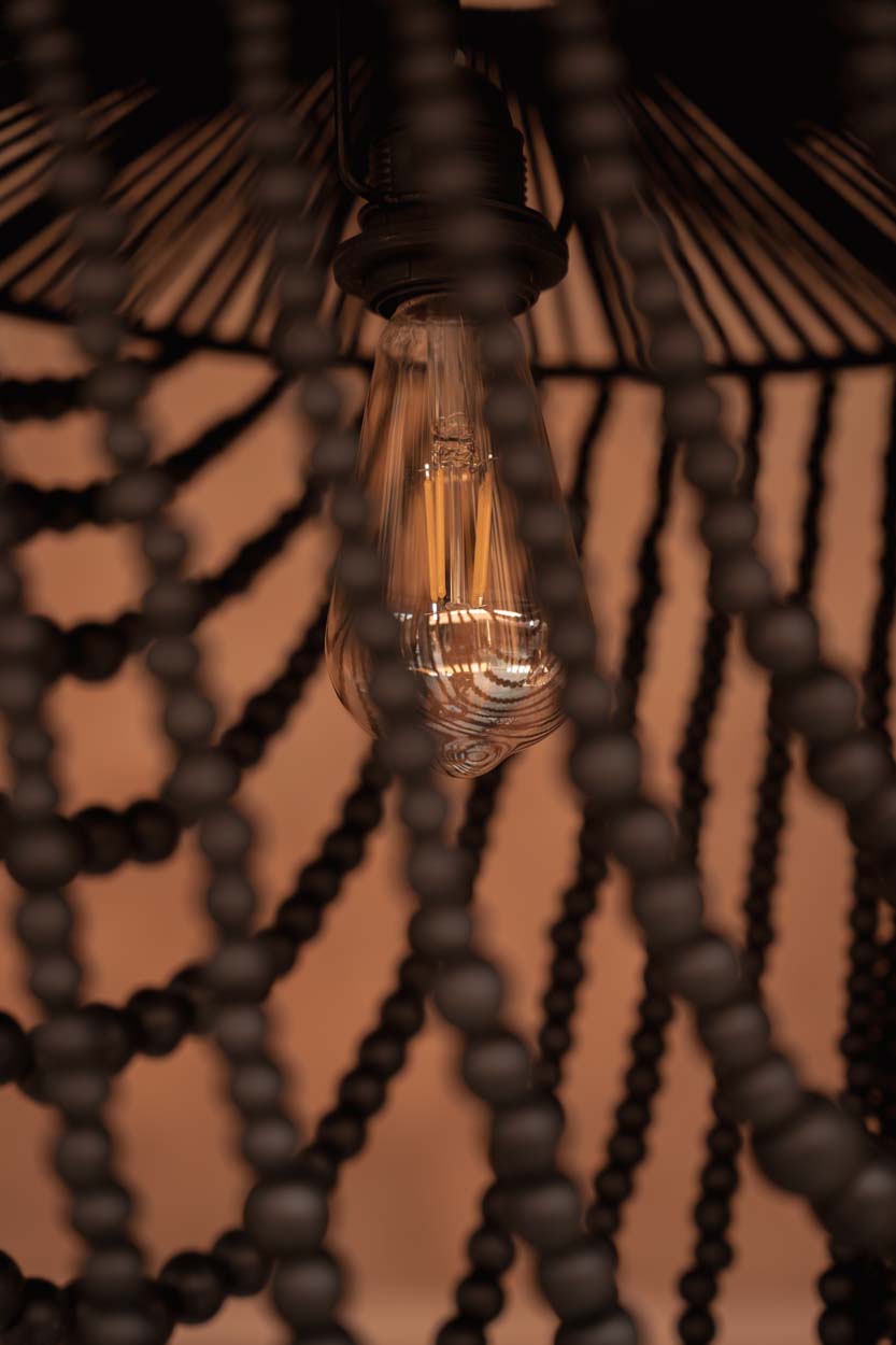 Araña de cuentas de madera - Negra - L