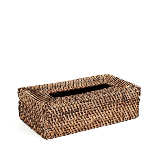 La caja de pañuelos de ratán clásica - marrón natural