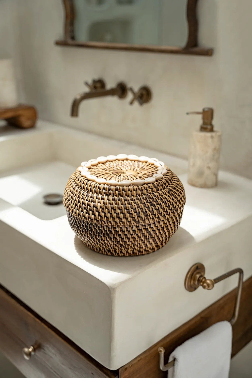 La cesta colonial Peek-a-Boo - Marrón natural - S