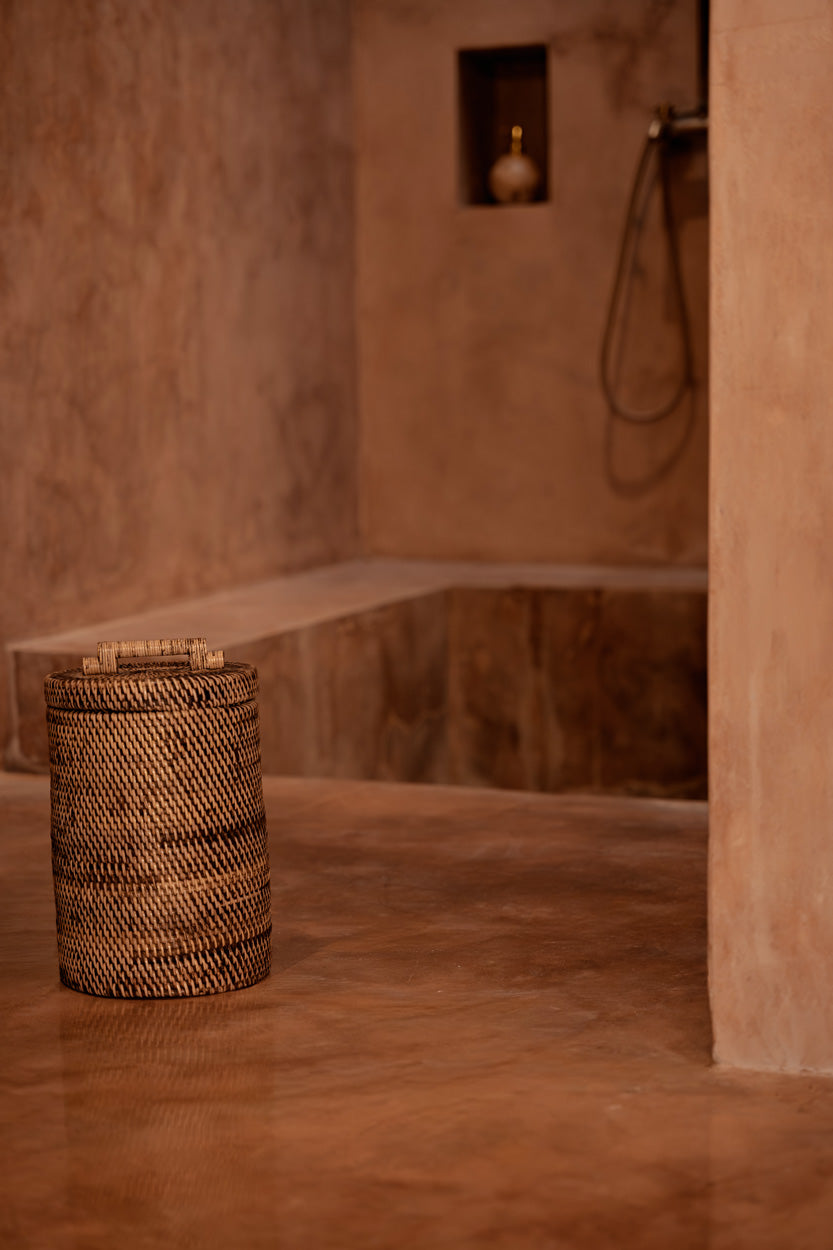 Cesto alto de ratán - marrón natural