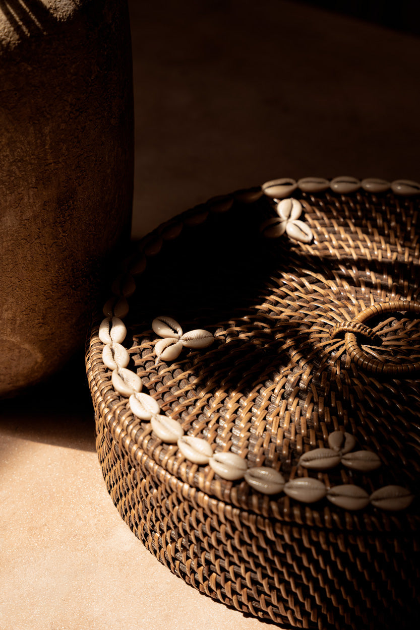 Cesta de ratán con compartimentos - marrón natural