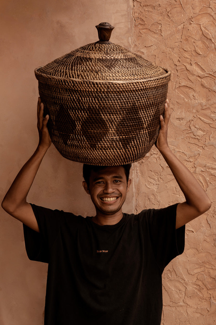 Cesta Corona de Almacenamiento - marrón natural