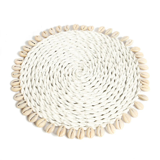 Posavasos con concha de hierba marina - Blanco