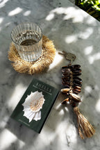 The Raffia Fishbone Keychain - Natural Black