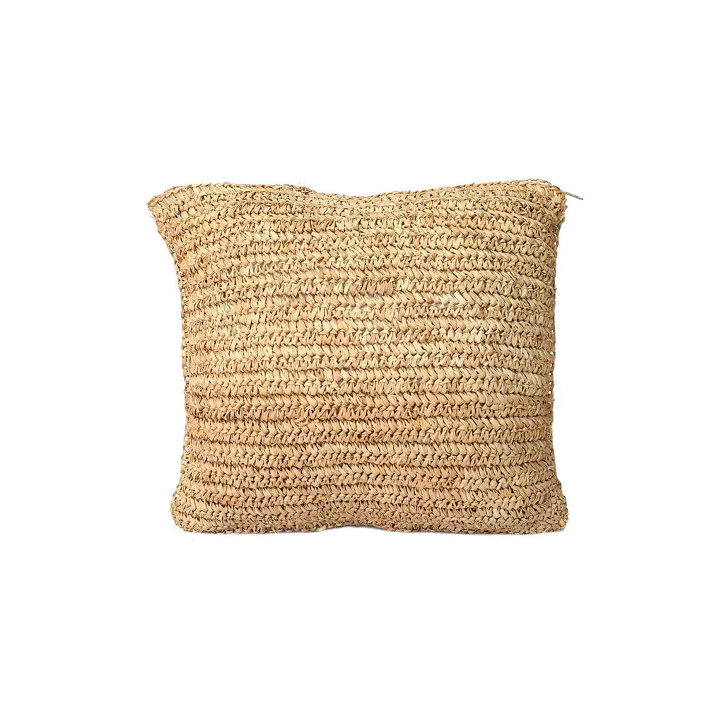 Funda de cojín cuadrada Raffia Flores - natural - 40 x 40 cm