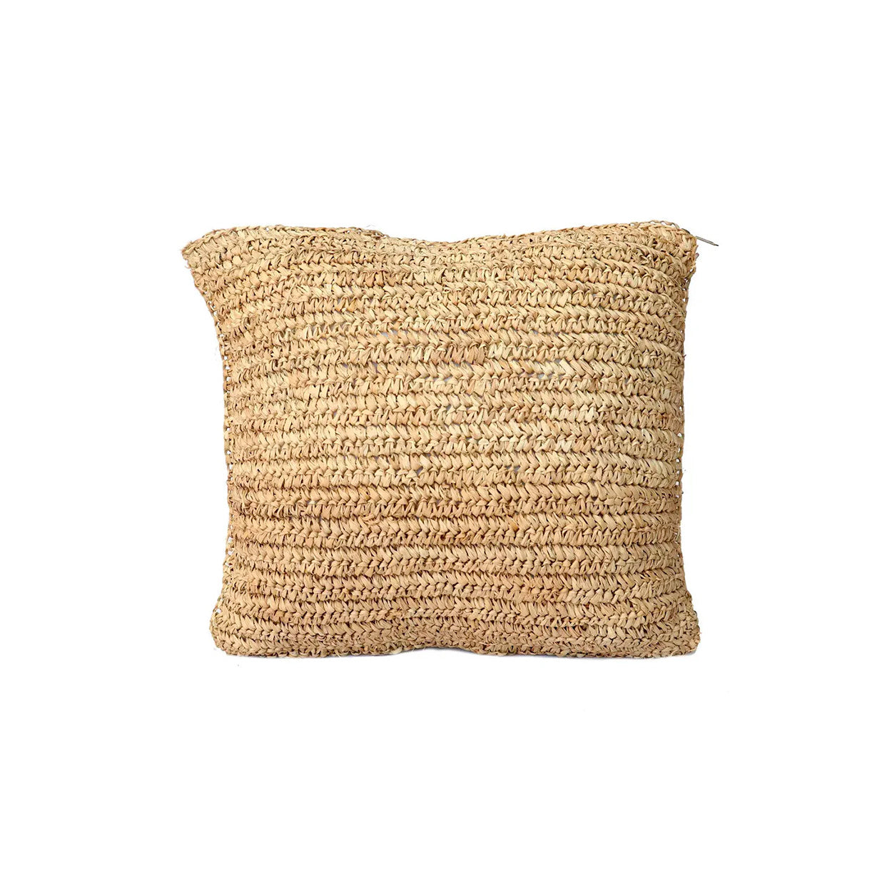 Funda de cojín cuadrada Raffia Flores - natural - 40 x 40 cm
