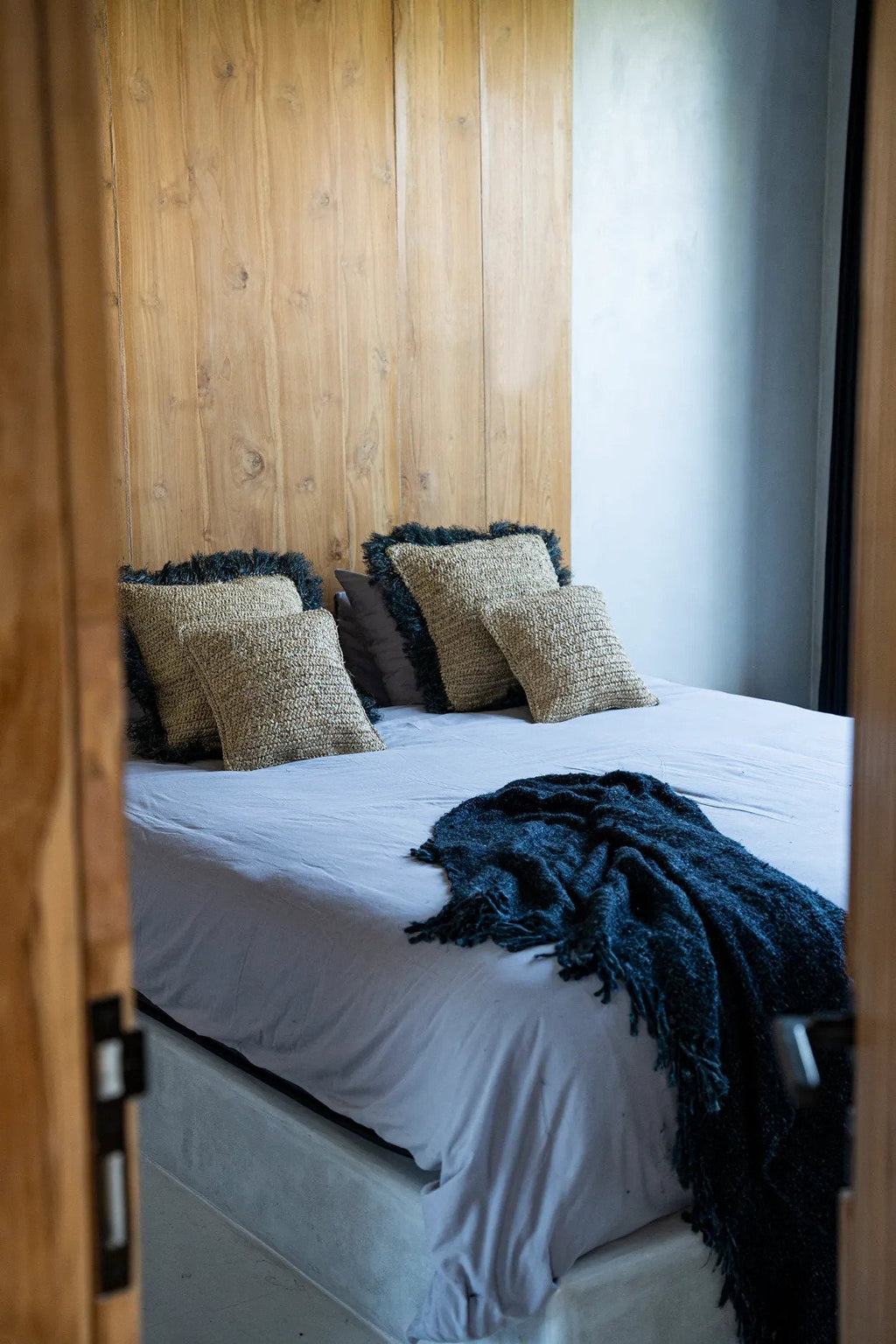 Funda de cojín cuadrada Raffia Flores - natural - 40 x 40 cm