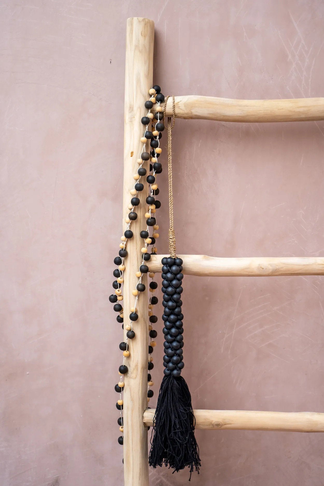 The Wooden Beads with Cotton Tassel - Black