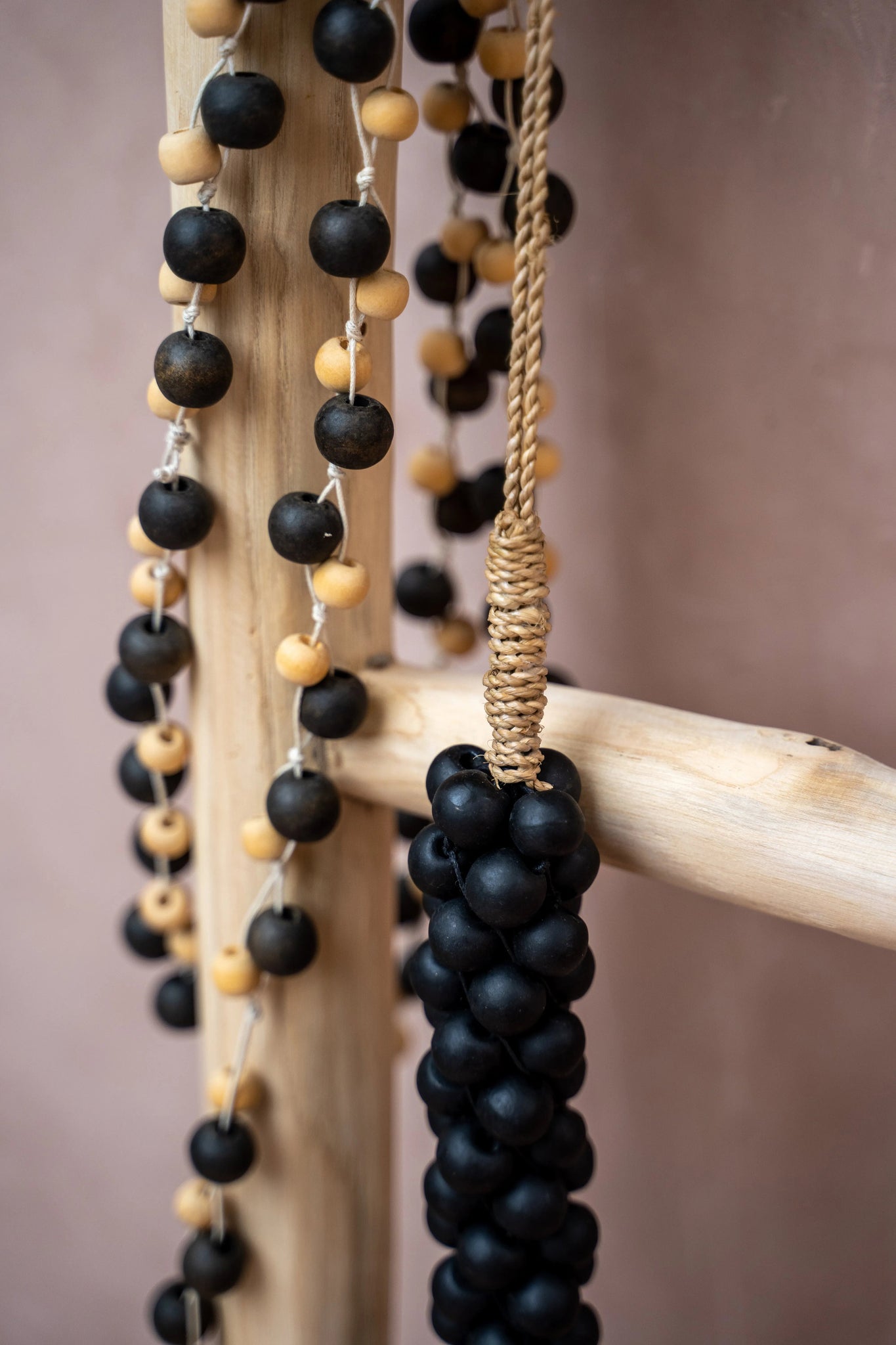 The Wooden Beads with Cotton Tassel - Black