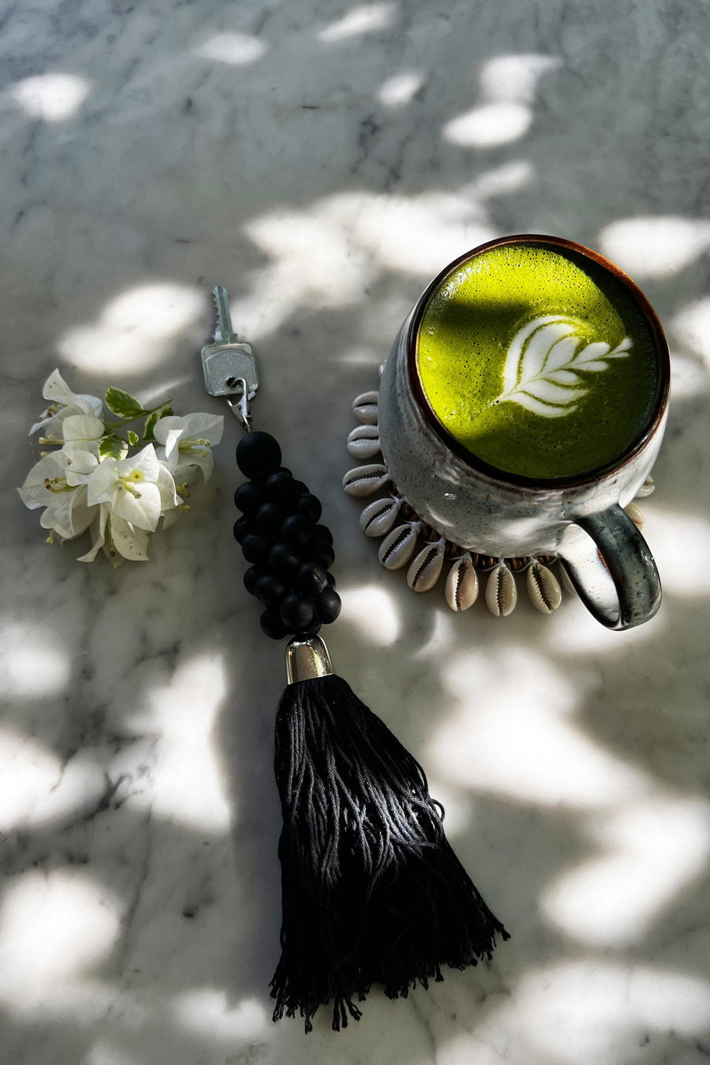 Llavero con cuentas de madera - negro