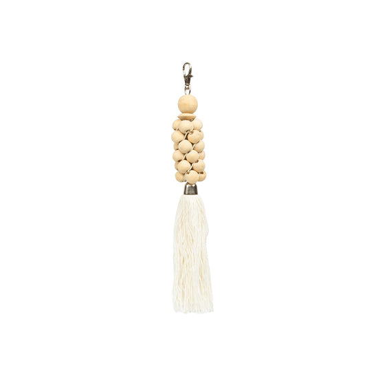 Llavero de cuentas de madera - blanco natural