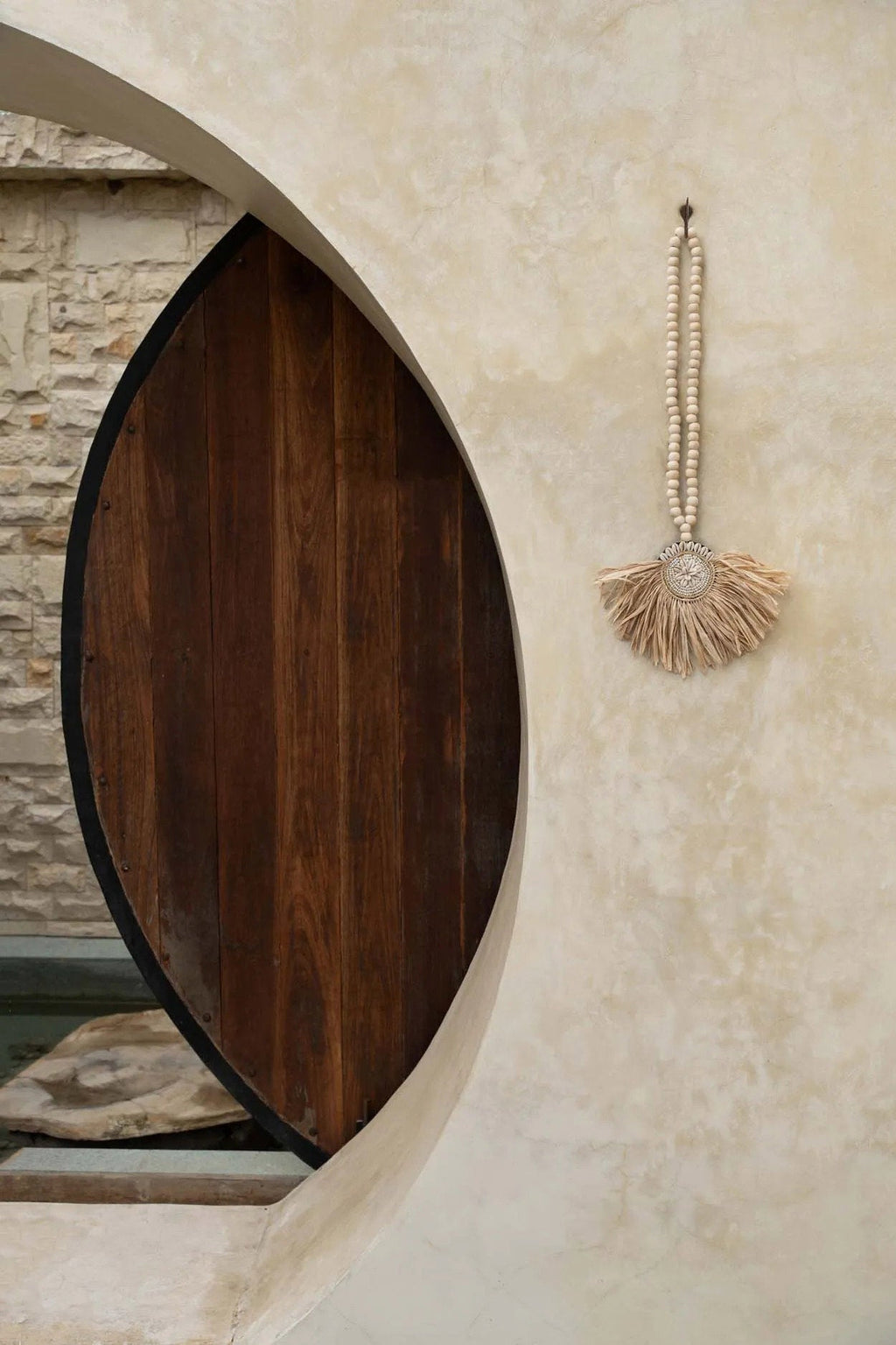 La borla Tajoe de rafia - natural