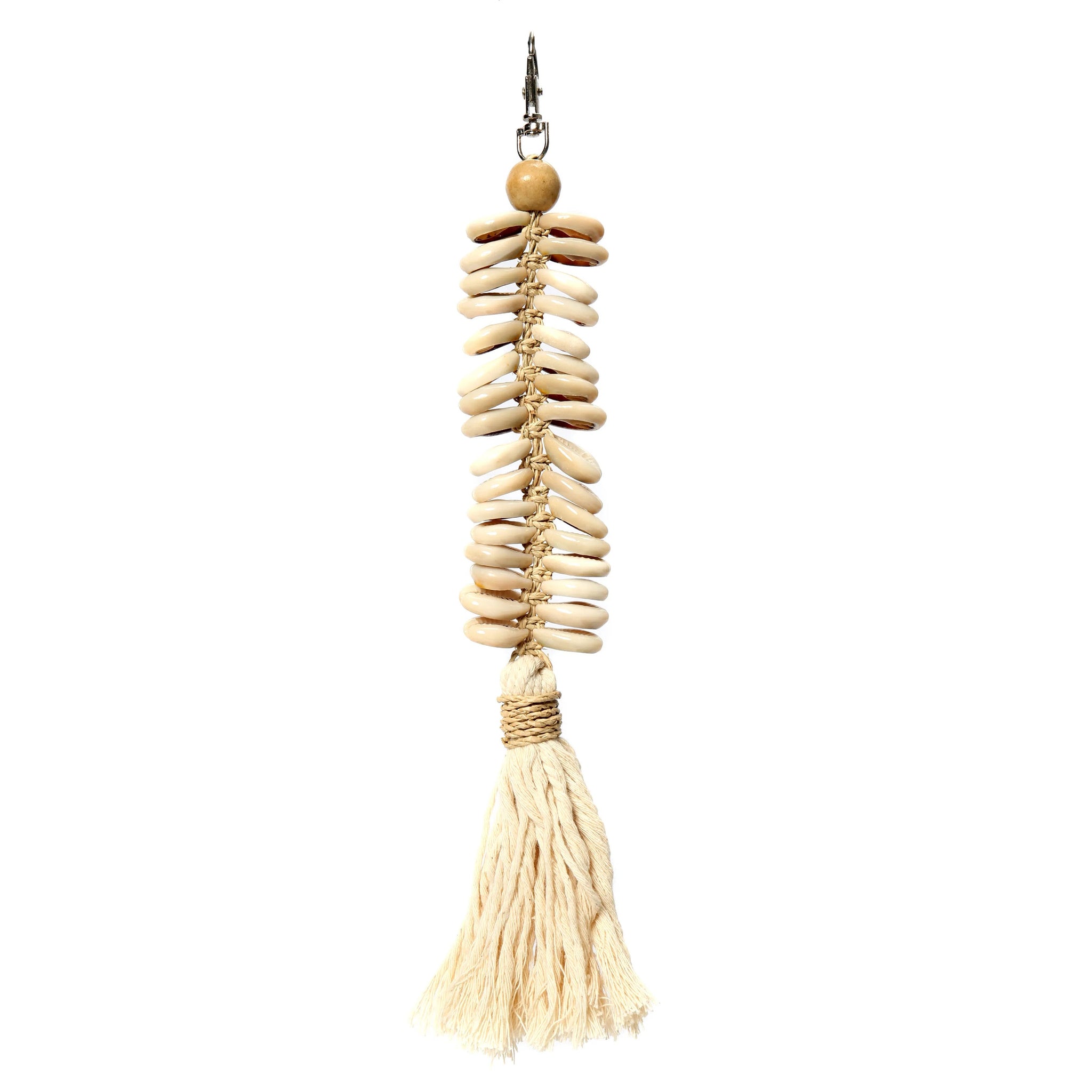 De Macrame Fishbone Sleutelhanger - Crème