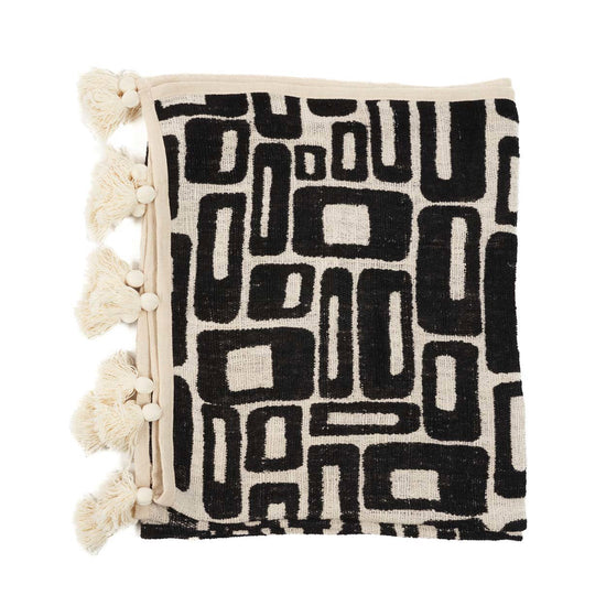Manta para cama Azteca - Negro natural