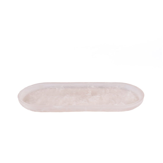 El plato oval de resina - rosa y blanco