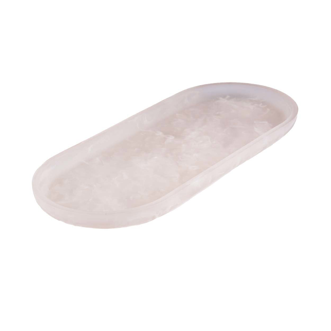 The Resin Oval Plate - Pink White