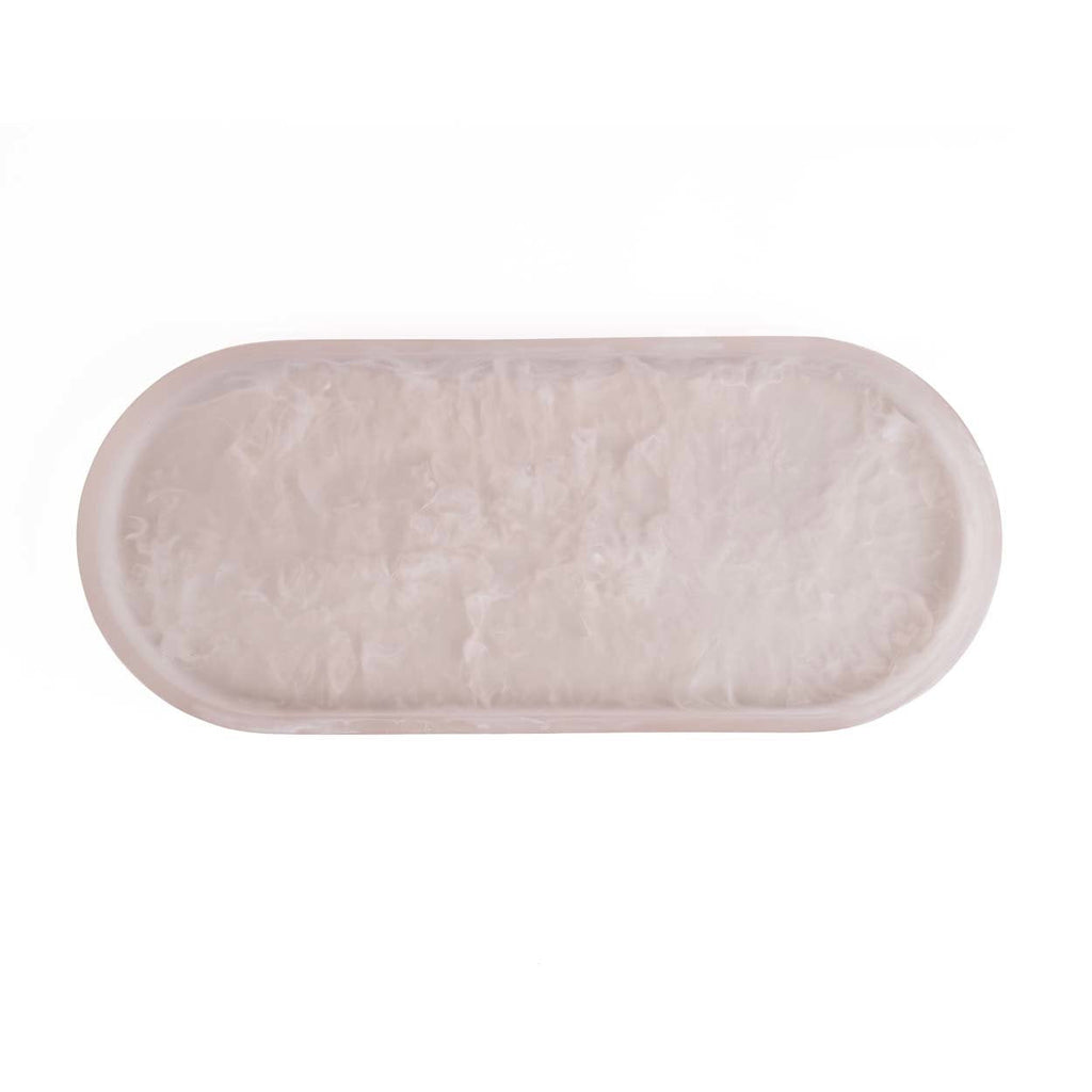 The Resin Oval Plate - Pink White