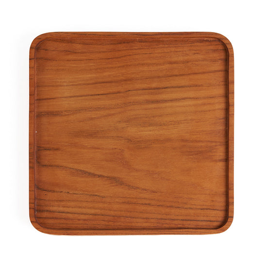Plato cuadrado de teca - Natural - S