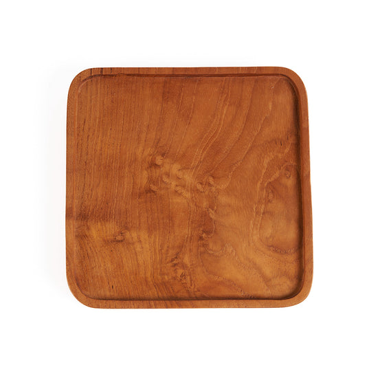 Plato cuadrado de teca - natural - XS