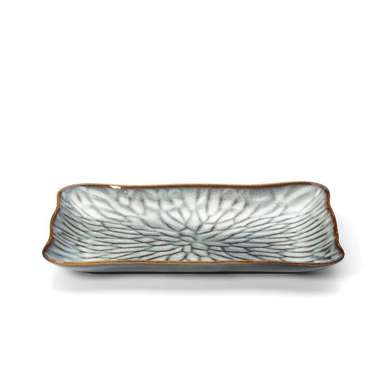 El plato rectangular Lotus Ice - gris marrón - L