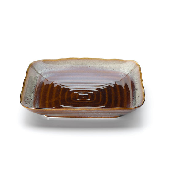 El plato cuadrado Horizonte Ahumado - Marrón gris - M