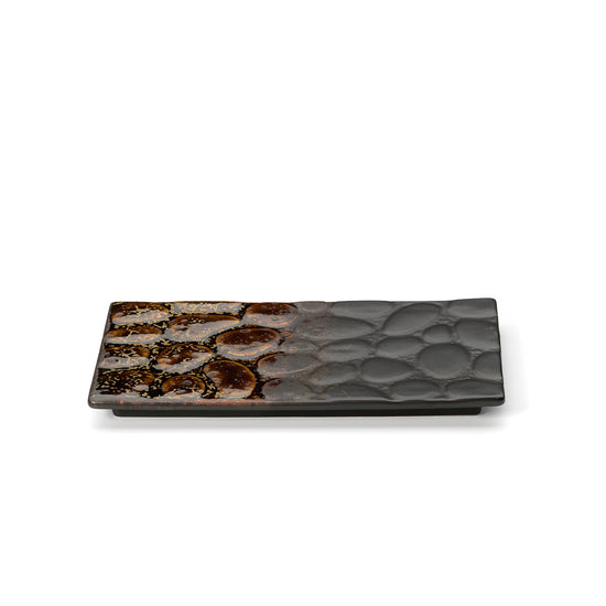 Plato rectangular Merapi - marrón