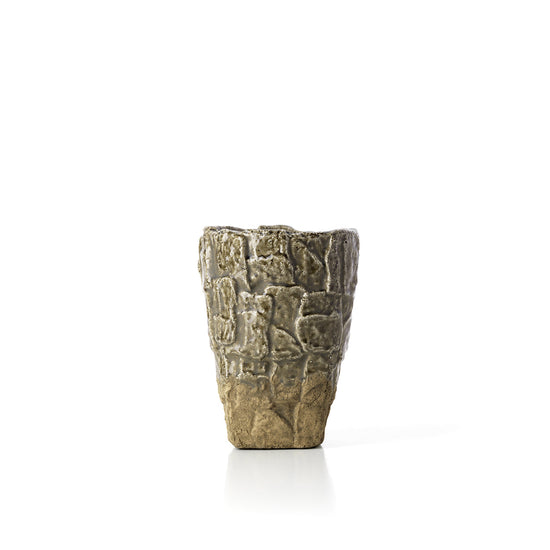 Jarrón con textura de roca - Piedra gris - S