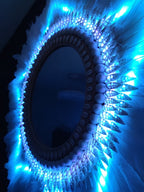 ESPEJO DE PLUMAS blancas y conchas bimbi - Diámetro 95 cm