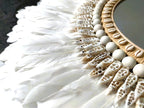 ESPEJO DE PLUMAS blancas y conchas bimbi - Diámetro 95 cm