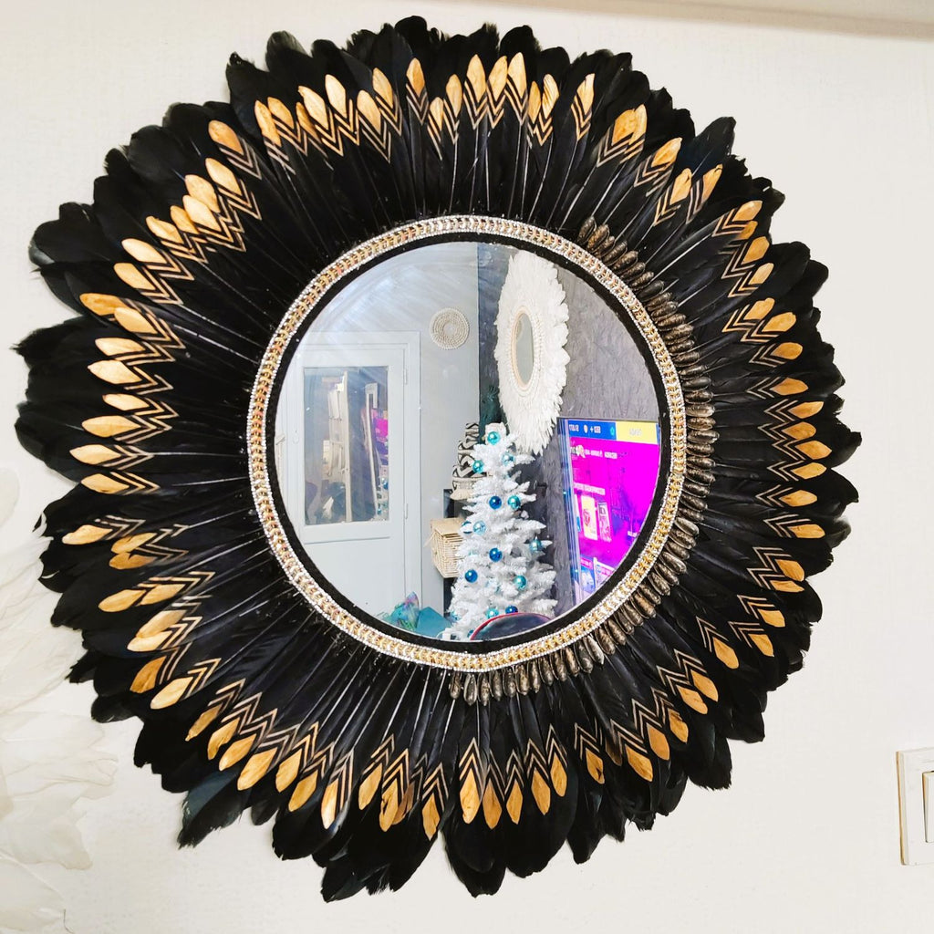Espejo de plumas “Eclipse Dorado”