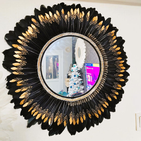 Espejo de plumas “Eclipse Dorado”