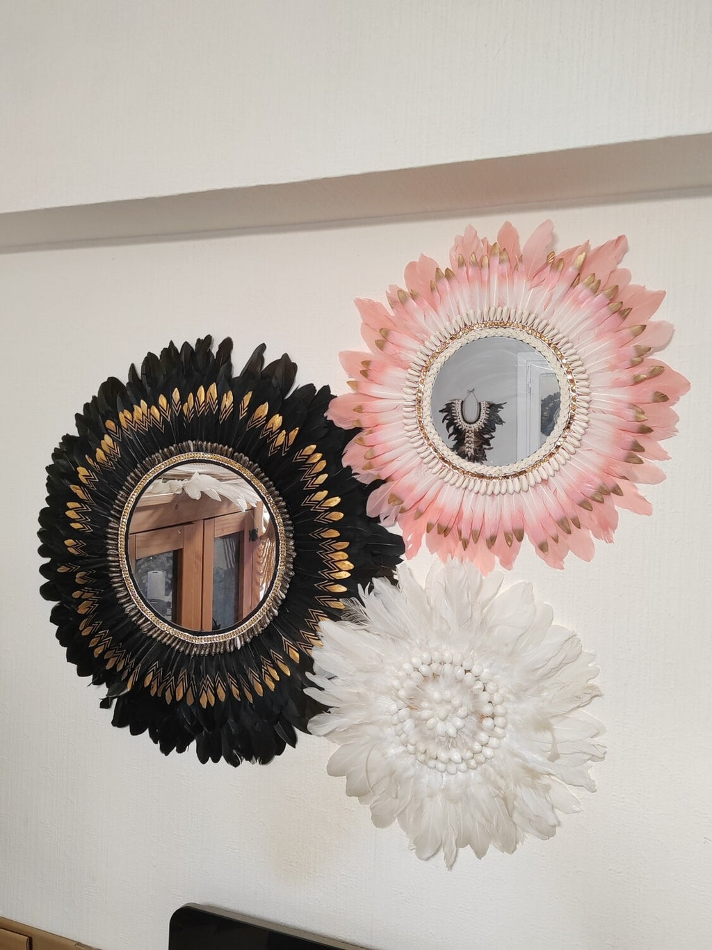 Espejo de plumas “Eclipse Dorado”