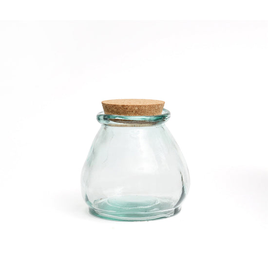 Maceta de vidrio Belly - Azul - S