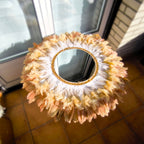 Espejo de plumas "Sol dorado”