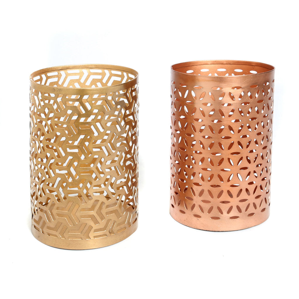 De Hollow Zigzag Kaarshouder - Goud - M