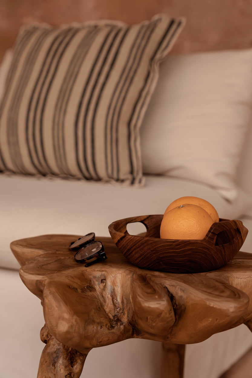 Funda de cojín a rayas nórdicas - Natural/Negro - 50x50